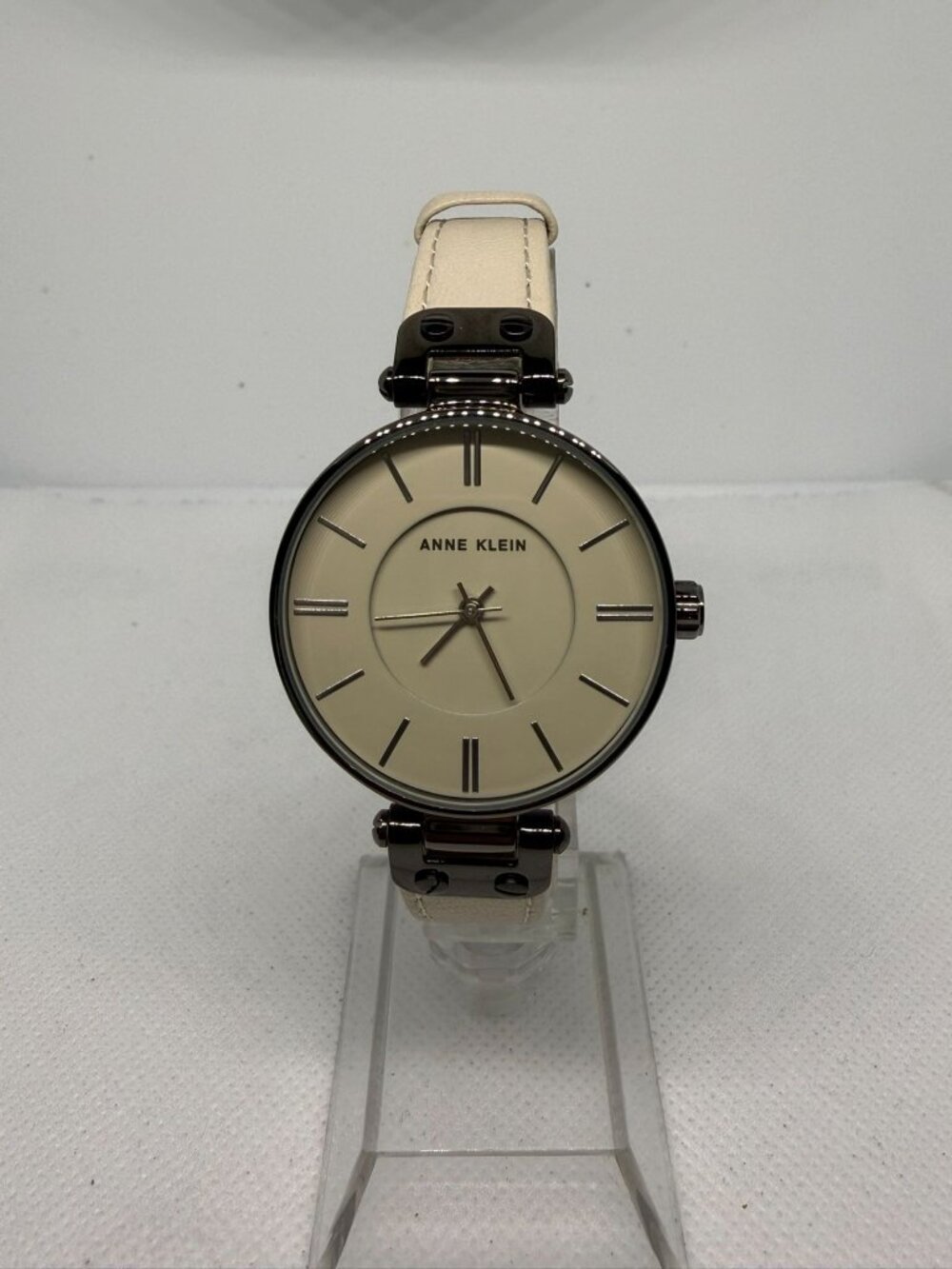 Anne Klein Women's Cream Dial Light Gray Leather Quartz Watch AK/3445